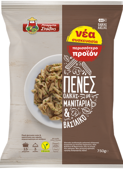 Πένες ολικής με μανιτάρια & βασιλικό