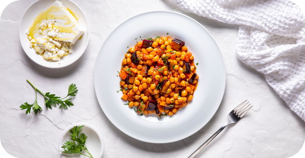 Ρεβίθια με μελιτζάνες "Ας Μαγειρέψουμε"