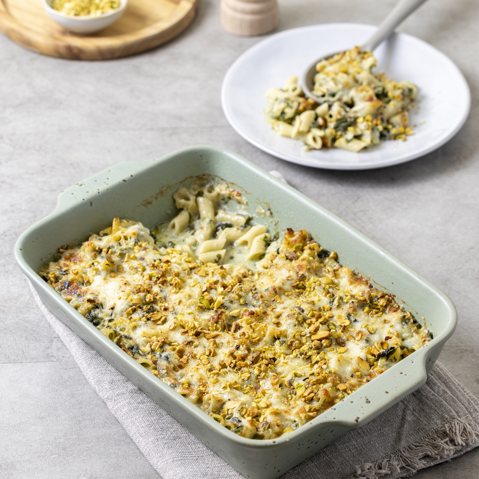 Πένες με σπανάκι και κρέμα τυριών στον φούρνο