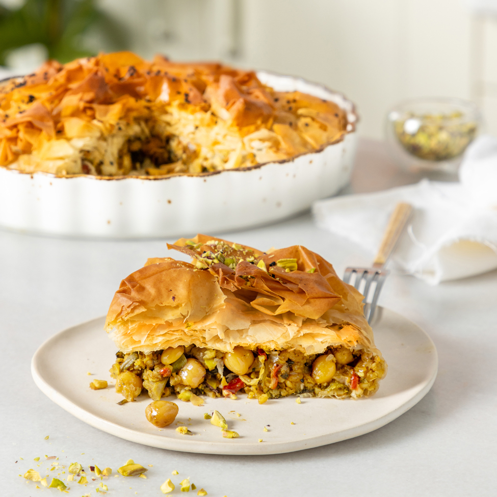 Τάρτα με ρεβίθια με λαχανικά και φέτα