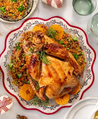 Γαλοπούλα γεμιστή με πλιγούρι με λαχανικά