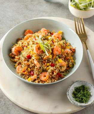 Κινόα με λαχανικά και γαρίδες